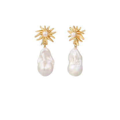 Sunflower Baroque Pearl Earrings