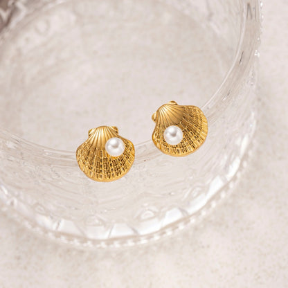 18K Gold Plated Shell Earrings