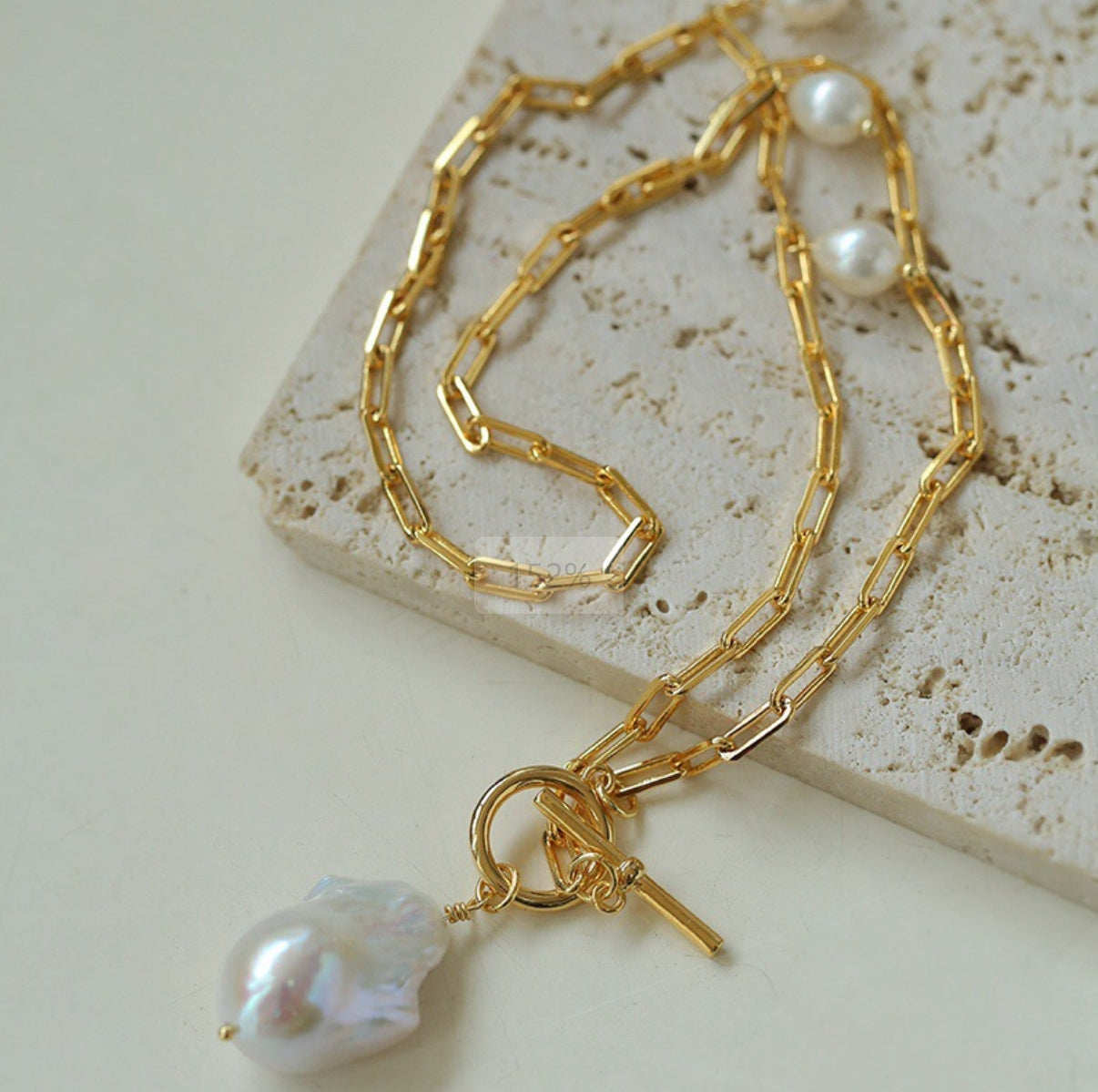 Baroque pearl OT clasp necklace