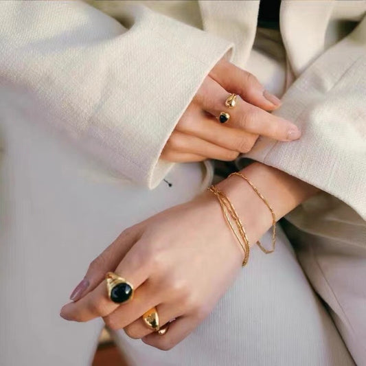 Minimalist Natural Stone Ring in Sterling Silver