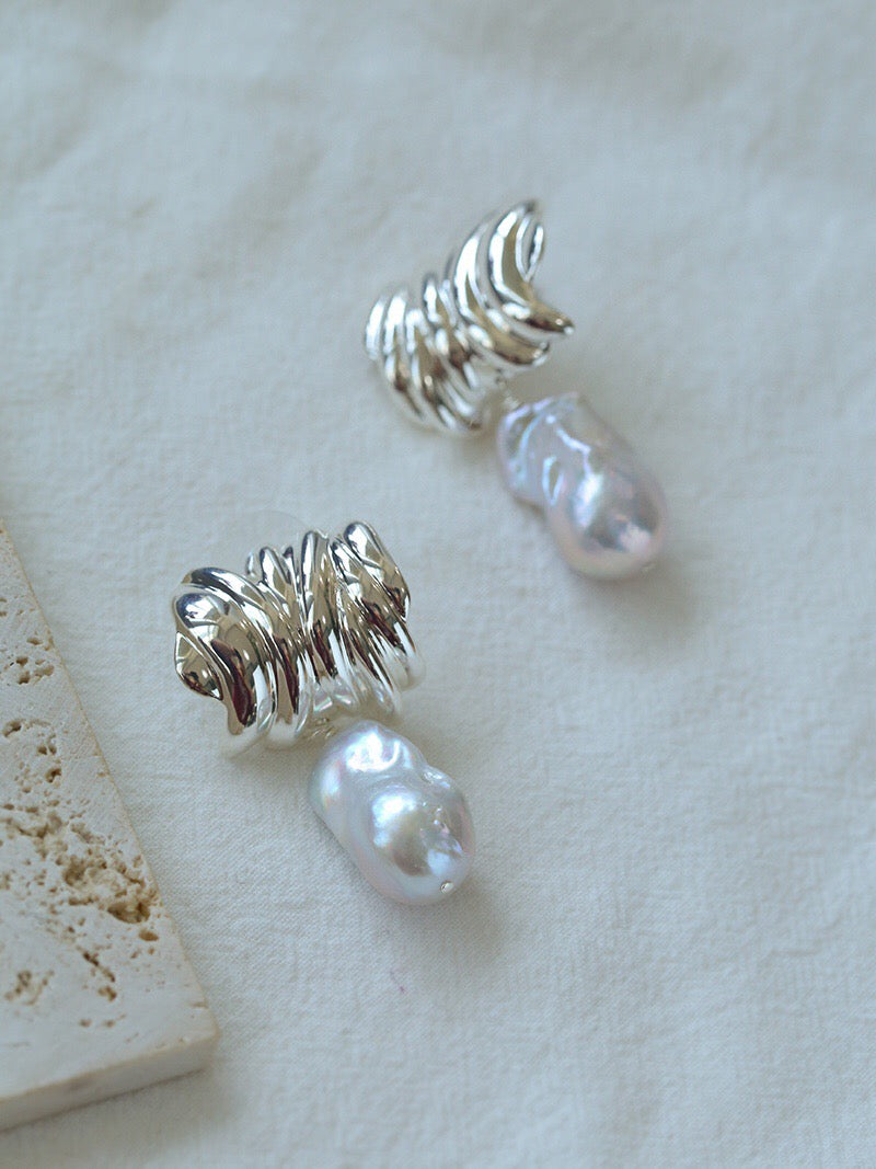 Geometric Baroque Pearl Earrings