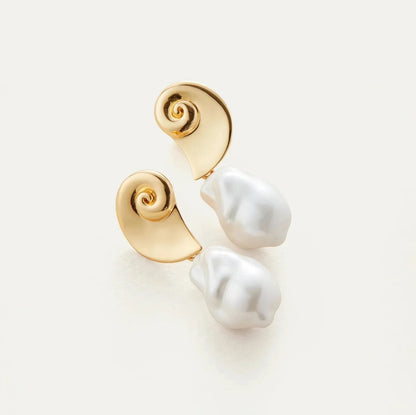 Conch baroque pearl earrings