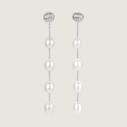 Conch pearl long earrings