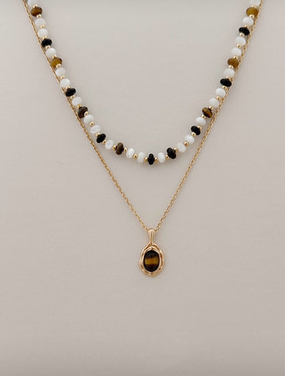 Tiger Eye Stone Beaded Necklace