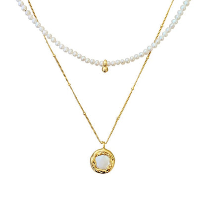 Minimalist Baroque Button Pearl Necklace