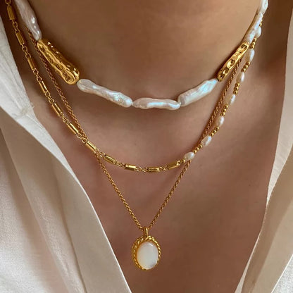 Pipa Baroque Pearl Chain Necklace