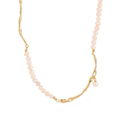 Tree branch pearl necklace