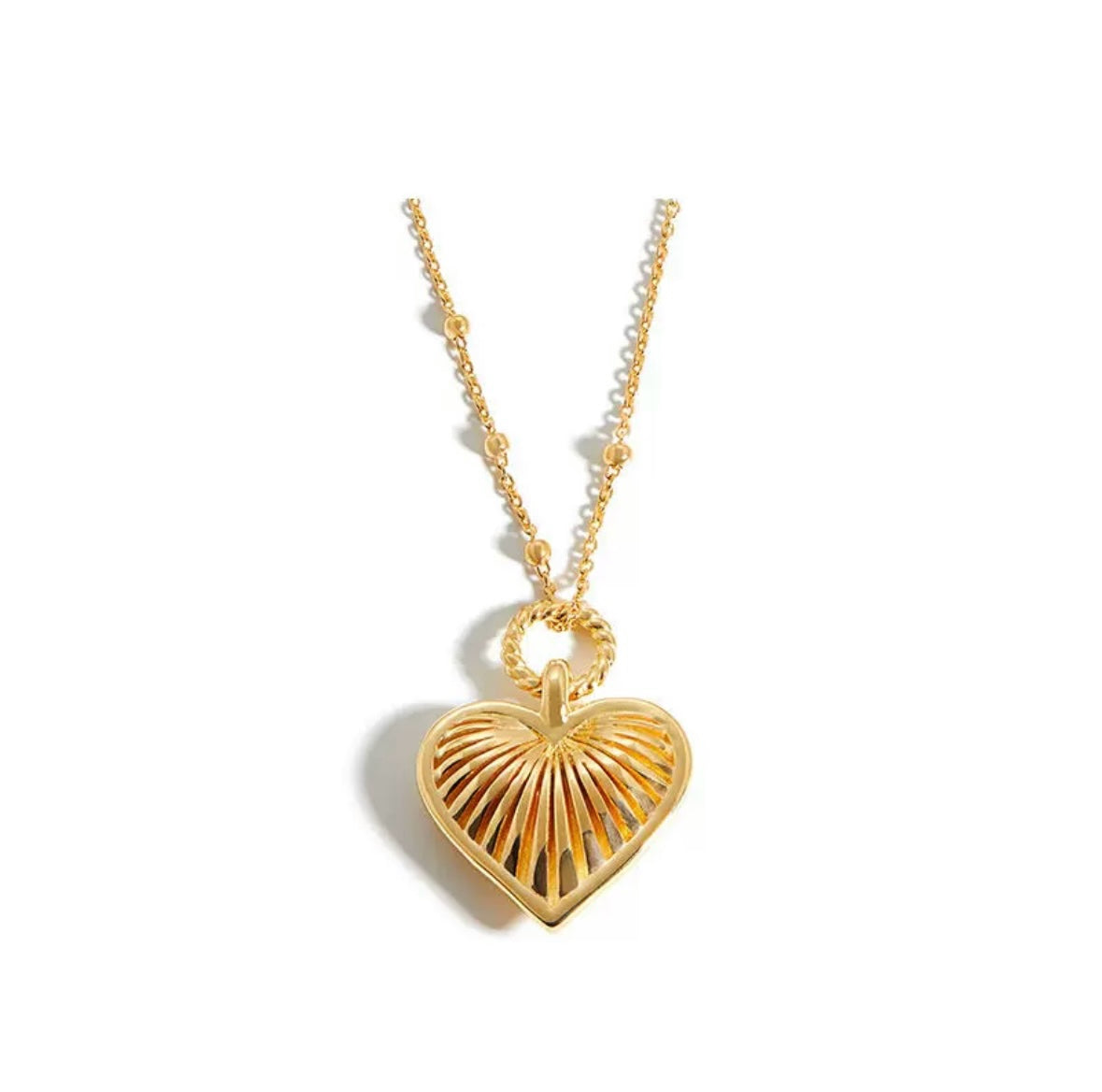 Ridge Heart Charm Pendant Necklace