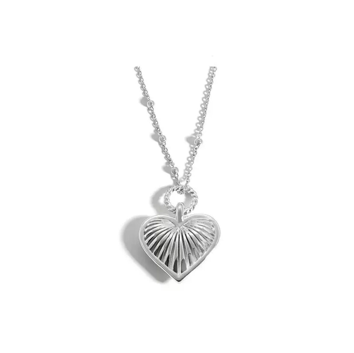 Ridge Heart Charm Pendant Necklace