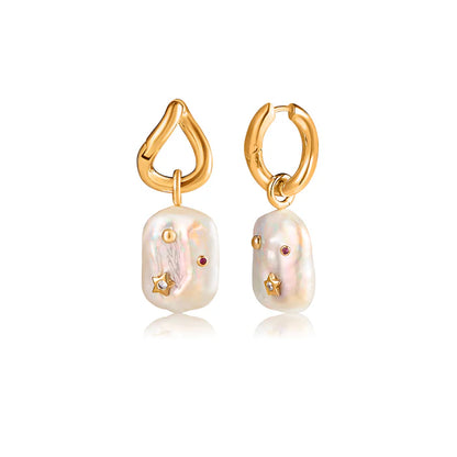 Moon Night Stars Baroque Pearl Earring