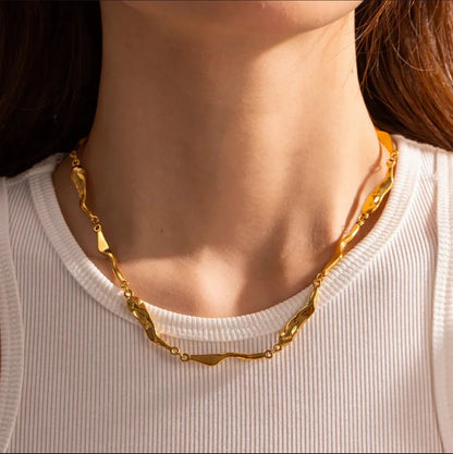 18K Gold Plated Irregular Bone Necklace