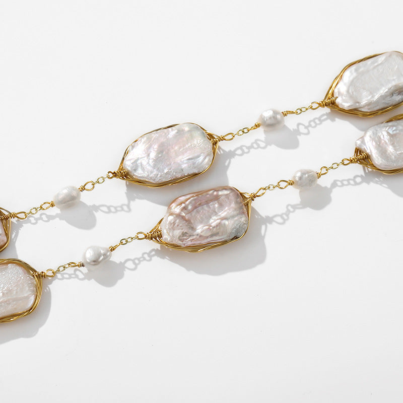 Design 7 baroque pearls necklace