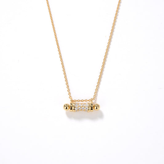 18k gold plated barrel set zirconia necklace