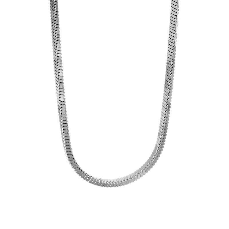 Sterling  Silver Italian Light Luxury Square Snake Chain Necklace