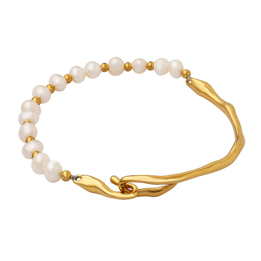 18K gold-plated geometric pearl bracelet