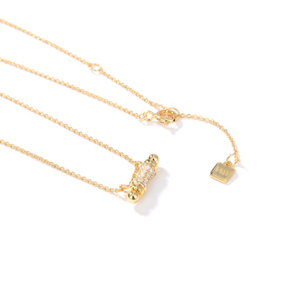 18k gold plated barrel set zirconia necklace