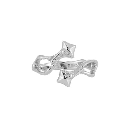 S925 Sterling Silver Skeletonized Quadrangle Ring